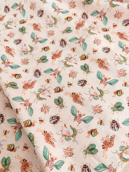 Pretty Bugs In Salmon Fabric - By Dear Stella - Swan Song Collection - Cotton By The Yard
