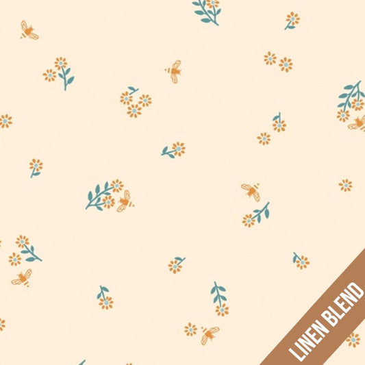 Foraging Flutter Linen in Sun, by Maureen Cracknell for AGF, Linen Fabric