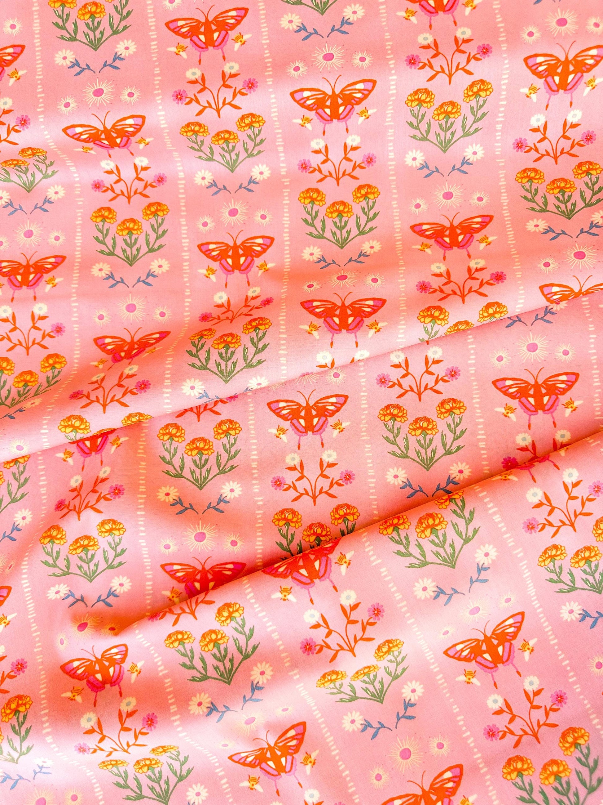 Annual Migration in Sunset, by Maureen Cracknell for Art Gallery Fabrics, 100% Premium Cotton Fabric