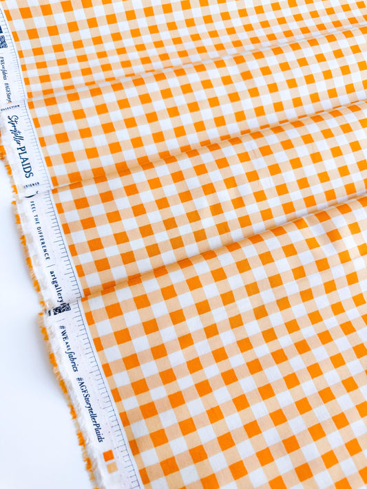 Small Plaid of my Dreams in Marigold, by Maureen Cracknell for Art Gallery Fabrics, 100% Premium Cotton Fabric