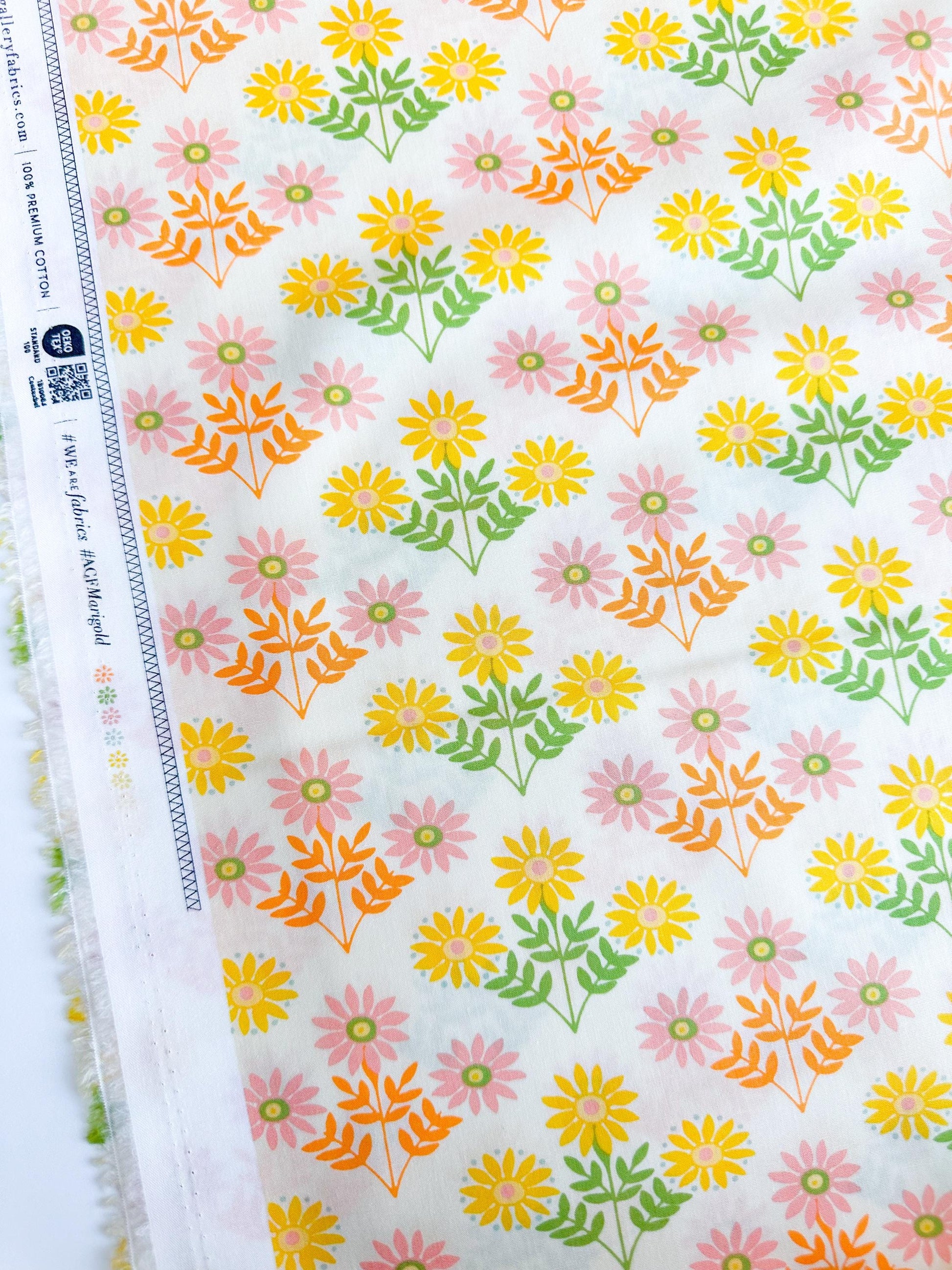 Tokenblooms in Floral, Marigold Collection, by Maureen Cracknell for Art Gallery Fabrics, 100% Premium Cotton Fabric