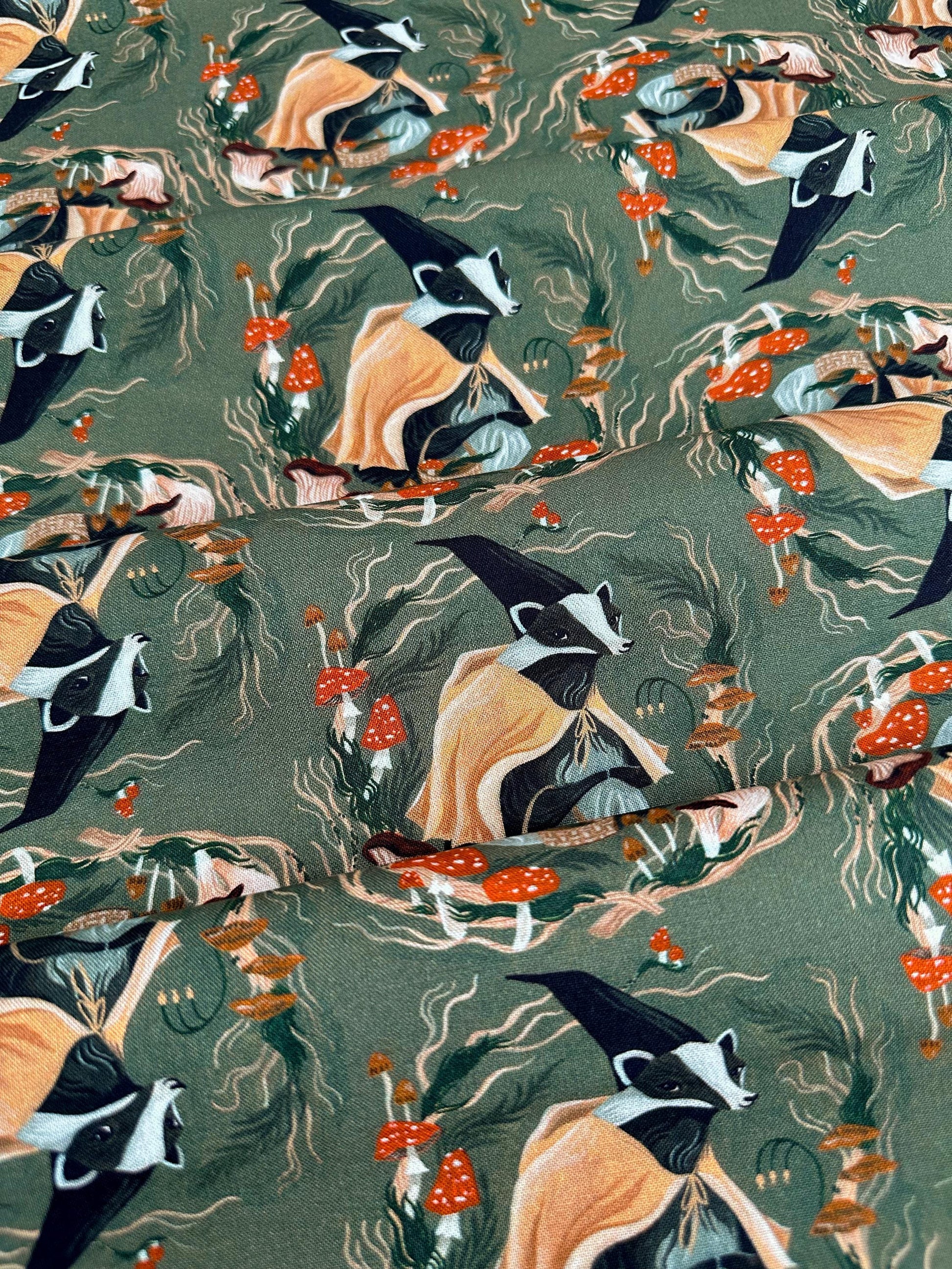 Don't Badger Me Fabric - By Dear Stella - Forager Collection - Cotton By The Yard - Animal Print