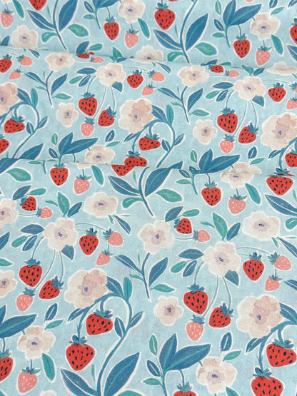 Berry Junction Fabric - By Dear Stella - Strawberry Jam Collection - Cotton By The Yard - Fruit/Floral Print