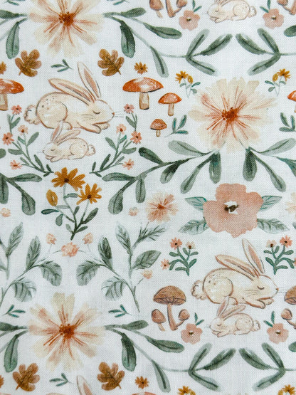 Hibernating Bunny Fabric - By Dear Stella - Willow Collection - Cotton By The Yard - Easter/Floral Print