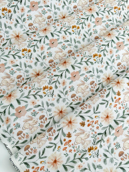 Hibernating Bunny Fabric - By Dear Stella - Willow Collection - Cotton By The Yard - Easter/Floral Print