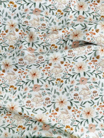Hibernating Bunny Fabric - By Dear Stella - Willow Collection - Cotton By The Yard - Easter/Floral Print
