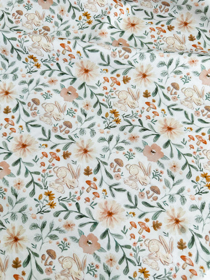 Hibernating Bunny Fabric - By Dear Stella - Willow Collection - Cotton By The Yard - Easter/Floral Print