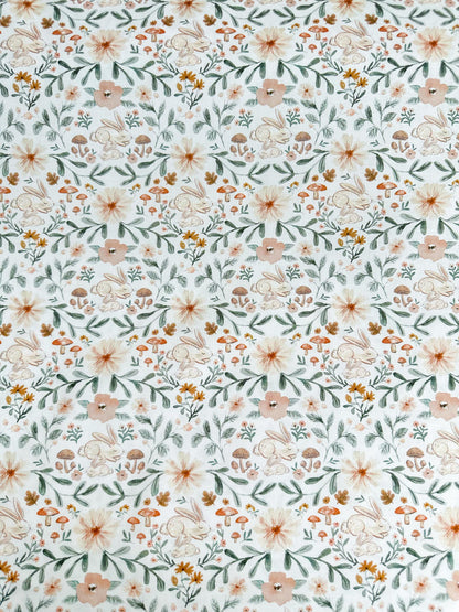 Hibernating Bunny Fabric - By Dear Stella - Willow Collection - Cotton By The Yard - Easter/Floral Print