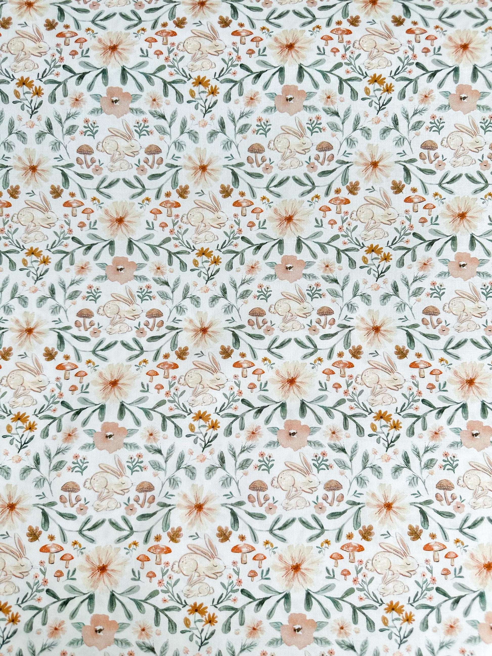 Hibernating Bunny Fabric - By Dear Stella - Willow Collection - Cotton By The Yard - Easter/Floral Print