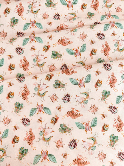 Pretty Bugs In Salmon Fabric - By Dear Stella - Swan Song Collection - Cotton By The Yard