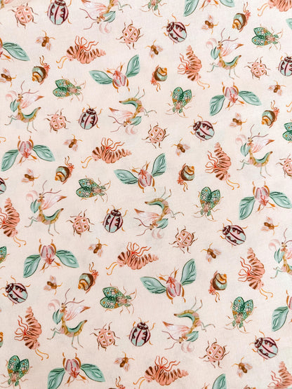 Pretty Bugs In Salmon Fabric - By Dear Stella - Swan Song Collection - Cotton By The Yard