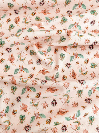 Pretty Bugs In Salmon Fabric - By Dear Stella - Swan Song Collection - Cotton By The Yard