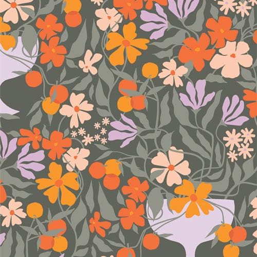 100% Premium Cotton Fabric by the yard - Tangerine Collection Growing Centerpiece by AGF Studio, Quilting and Craft Material
