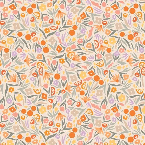 Premium Cotton Fabric by Yard – Tangerine Floral Zest Quilt & Craft Material for Sewing, Quilting, DIY Projects
