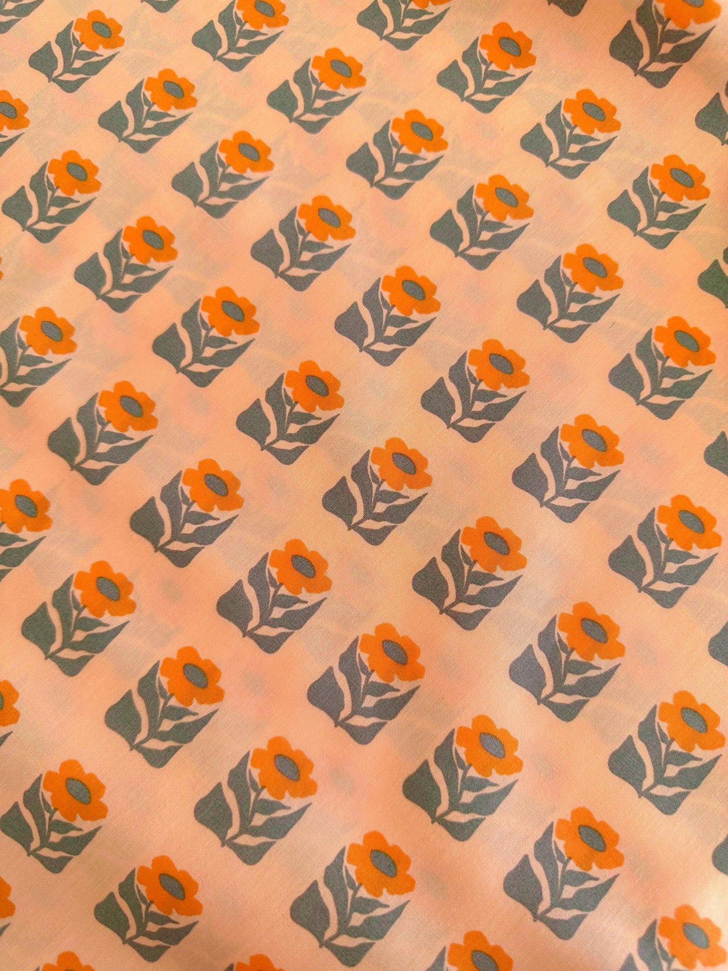 Premium Cotton Fabric by the Yard – Tangerine Collection Petalled Stamp Quilt & Craft Material for Sewing Projects