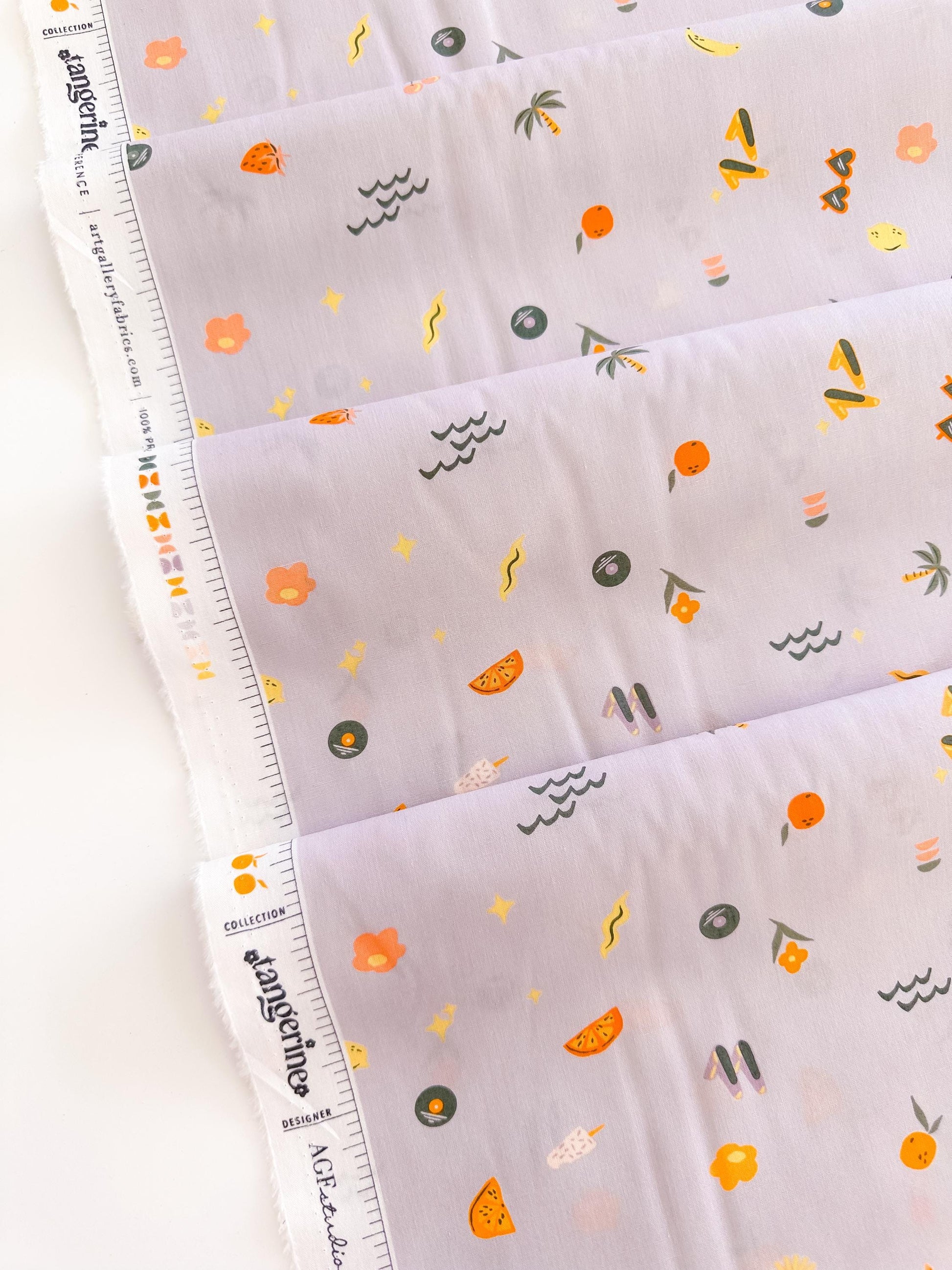 Premium Cotton Fabric by Yard - Tangerine Collection Retro-Summer_500px, AGF Studio Quilt & Craft Material