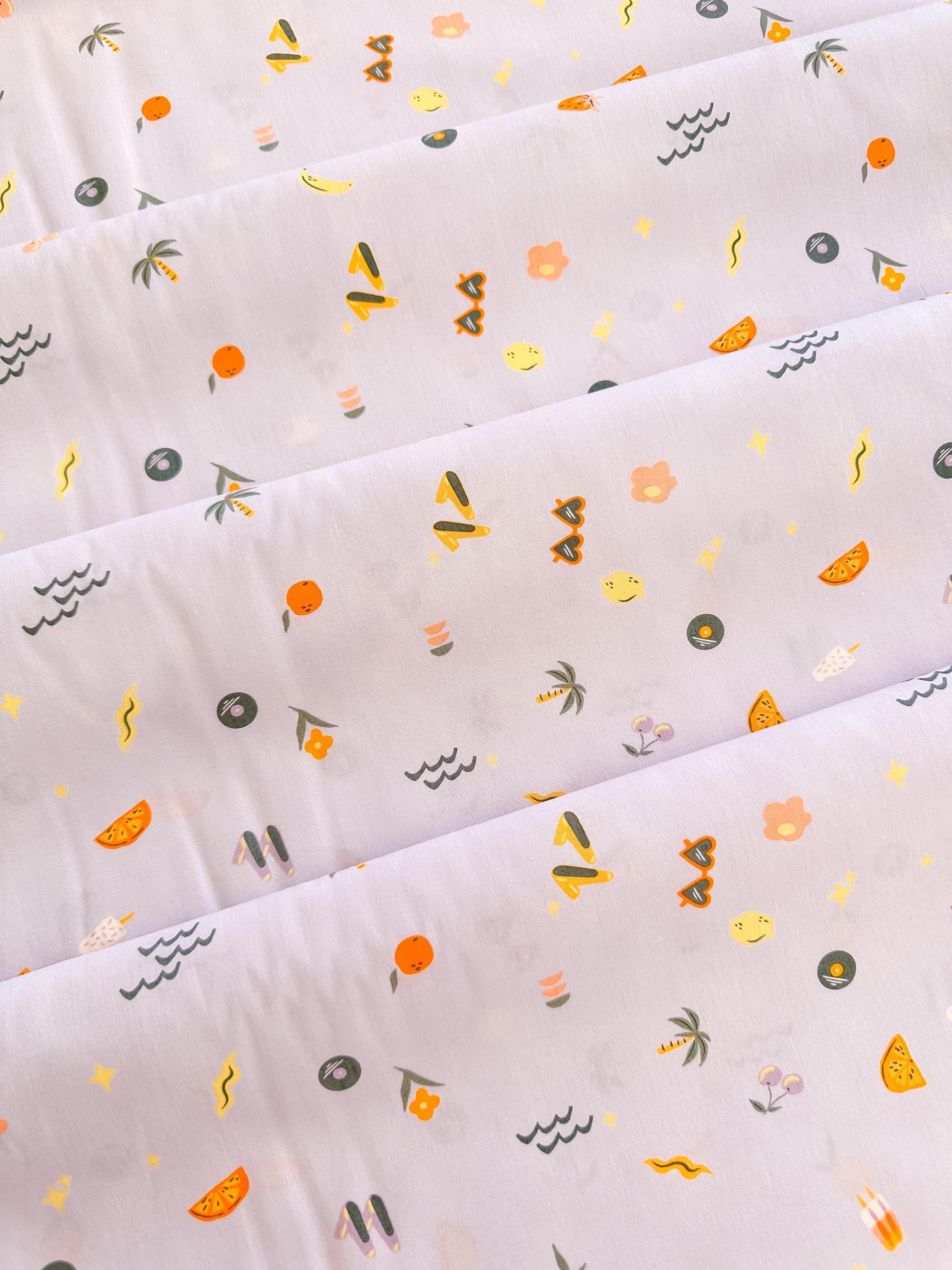 Premium Cotton Fabric by Yard - Tangerine Collection Retro-Summer_500px, AGF Studio Quilt & Craft Material
