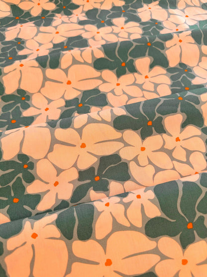 100% Premium Cotton Fabric by the yard - Tangerine Collection Bloom Burst Sunset by AGF Studio, Quilting And Craft Material