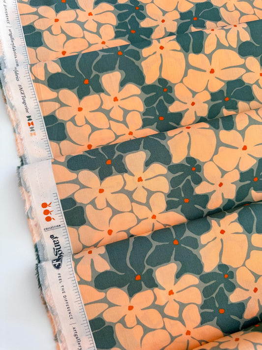 100% Premium Cotton Fabric by the yard - Tangerine Collection Bloom Burst Sunset by AGF Studio, Quilting And Craft Material