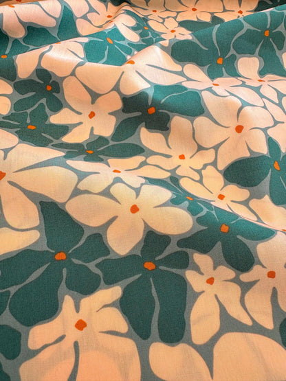100% Premium Cotton Fabric by the yard - Tangerine Collection Bloom Burst Sunset by AGF Studio, Quilting And Craft Material