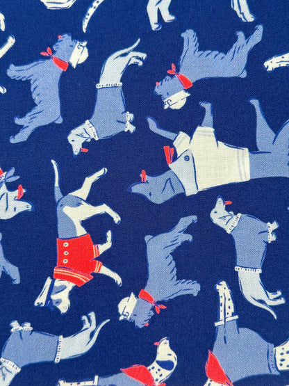 Sun's Out Tongues Out, Fabric by the Yard, 100% Organic Cotton, By Cloud9 Fabrics, STARS, STRIPES & SUN Collection, Dog Print