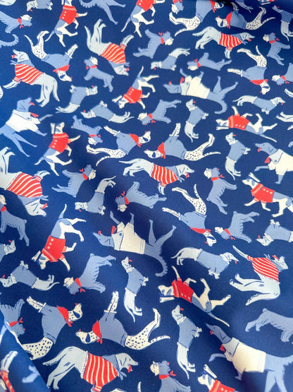 Sun's Out Tongues Out, Fabric by the Yard, 100% Organic Cotton, By Cloud9 Fabrics, STARS, STRIPES & SUN Collection, Dog Print