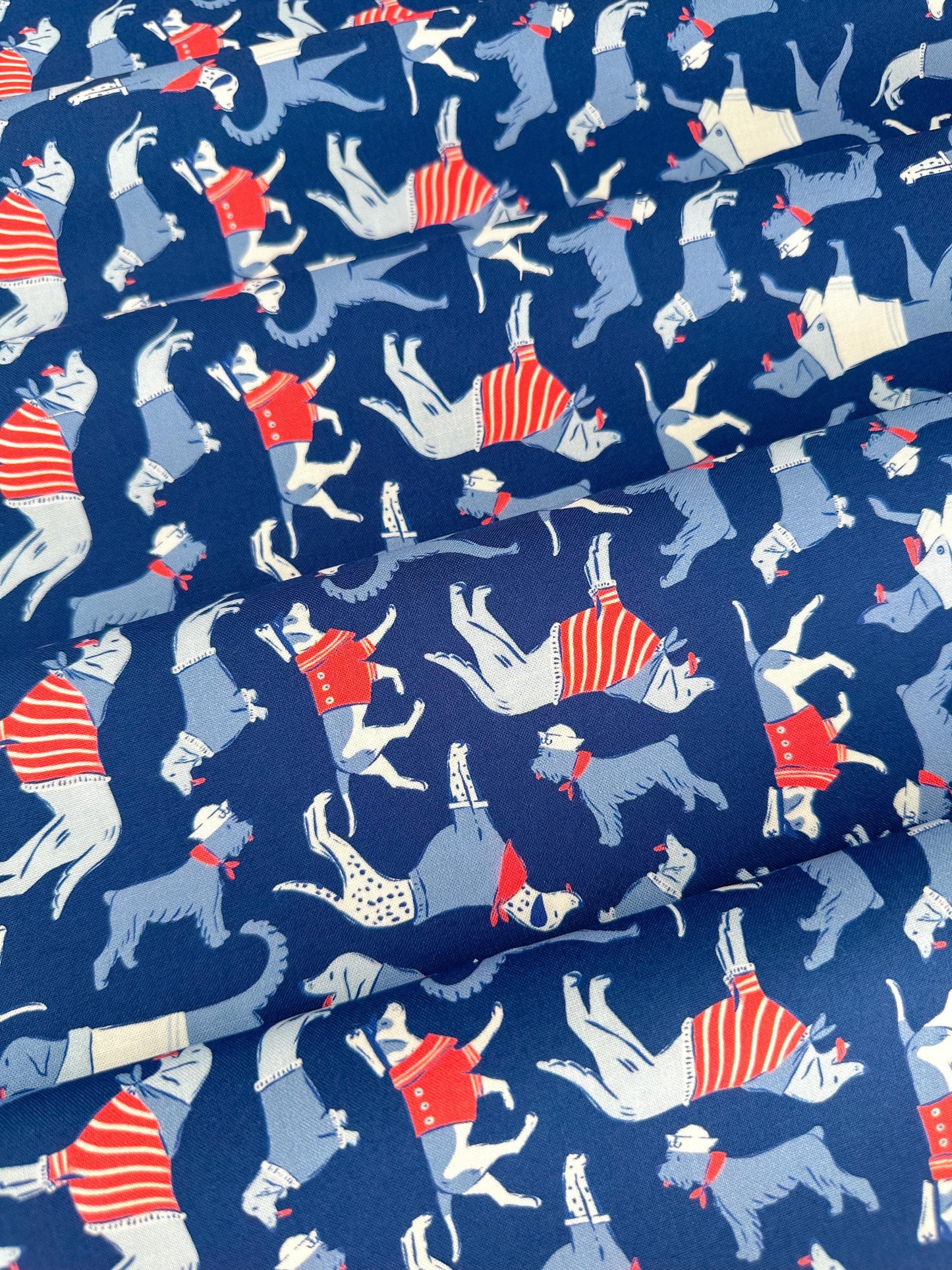 Sun's Out Tongues Out, Fabric by the Yard, 100% Organic Cotton, By Cloud9 Fabrics, STARS, STRIPES & SUN Collection, Dog Print