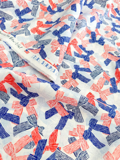 America The Bow-tiful, Fabric by the Yard, 100% Organic Cotton, By Cloud9 Fabrics, STARS, STRIPES & SUN Collection, Bow Print
