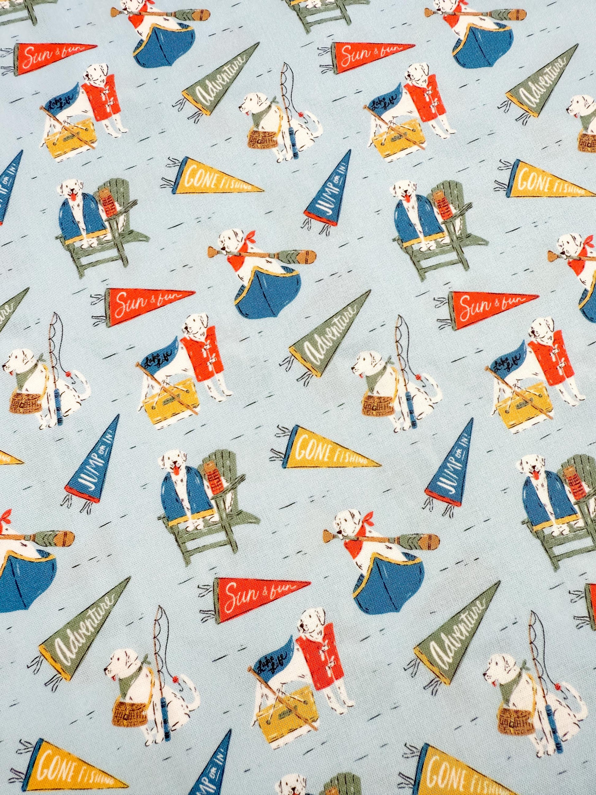 Lake Loving Labs, Fabric by the Yard, 100% Organic Cotton, By Cloud9 Fabrics, CAMP CANINE Collection, Dog Print