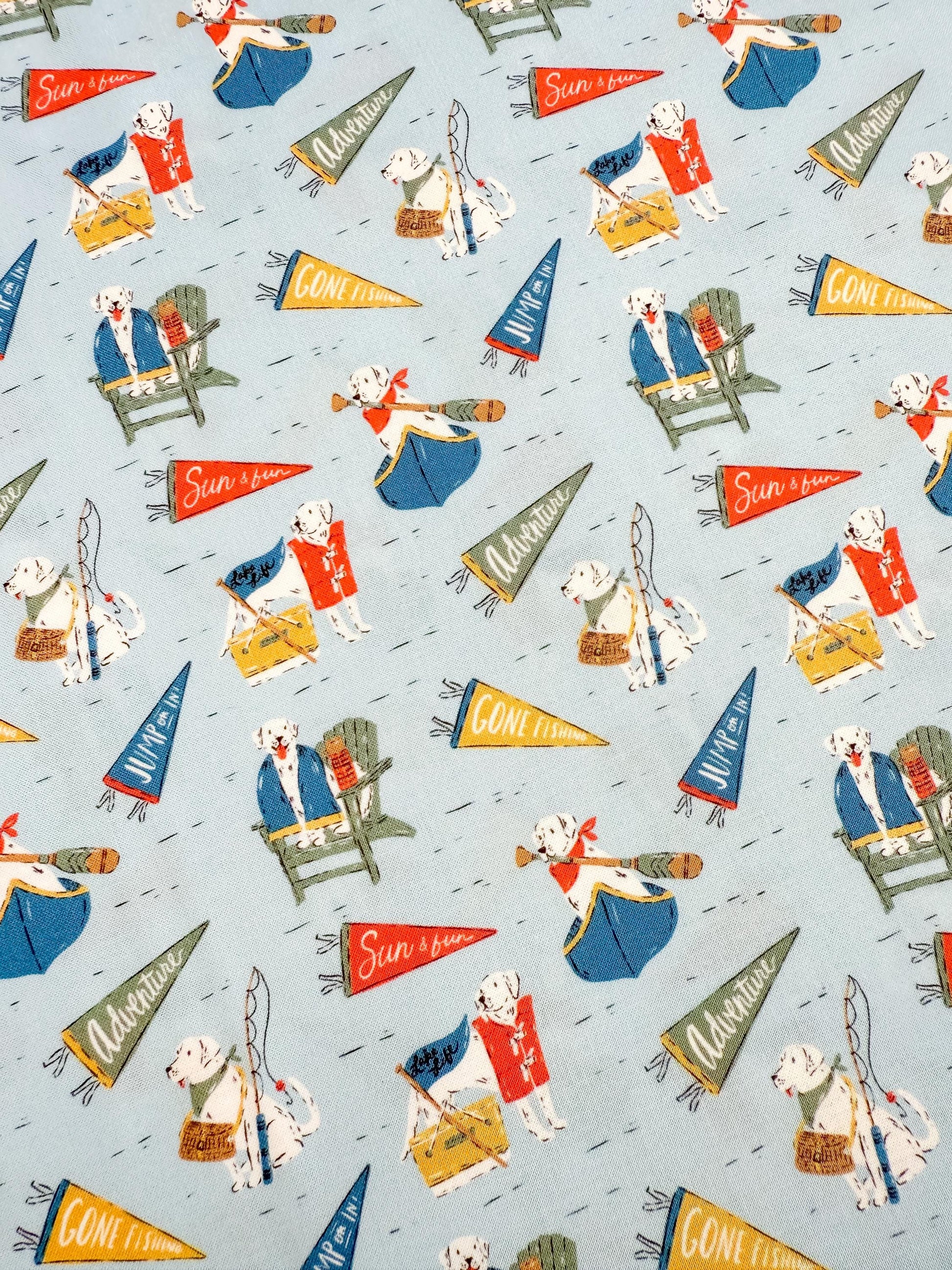 Lake Loving Labs, Fabric by the Yard, 100% Organic Cotton, By Cloud9 Fabrics, CAMP CANINE Collection, Dog Print