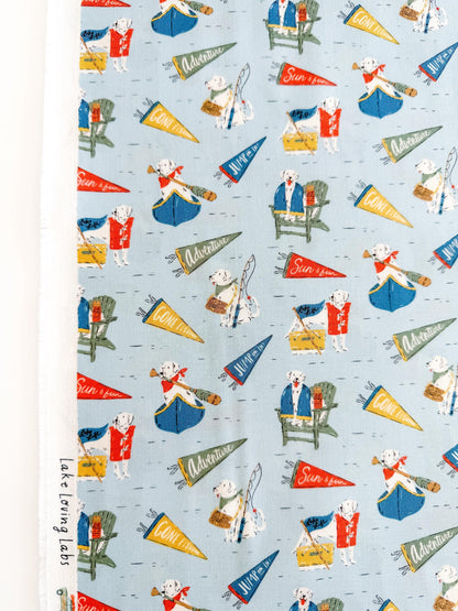 Lake Loving Labs, Fabric by the Yard, 100% Organic Cotton, By Cloud9 Fabrics, CAMP CANINE Collection, Dog Print