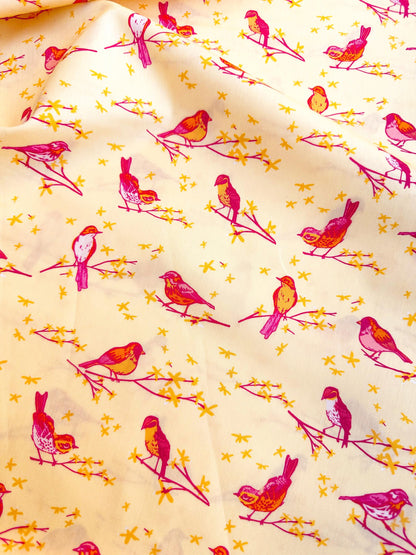 The Dawn Chorus in Sunset, Marigold Collection, by Maureen Cracknell for Art Gallery Fabrics, 100% Premium Cotton Fabric