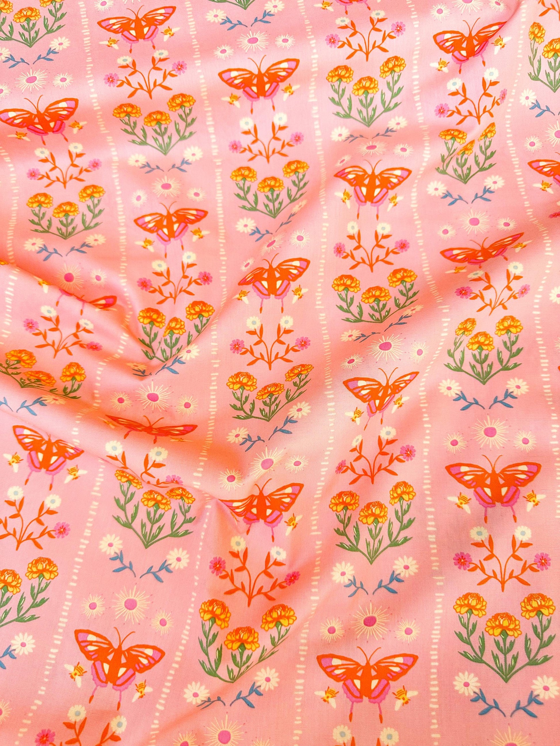Annual Migration in Sunset, by Maureen Cracknell for Art Gallery Fabrics, 100% Premium Cotton Fabric