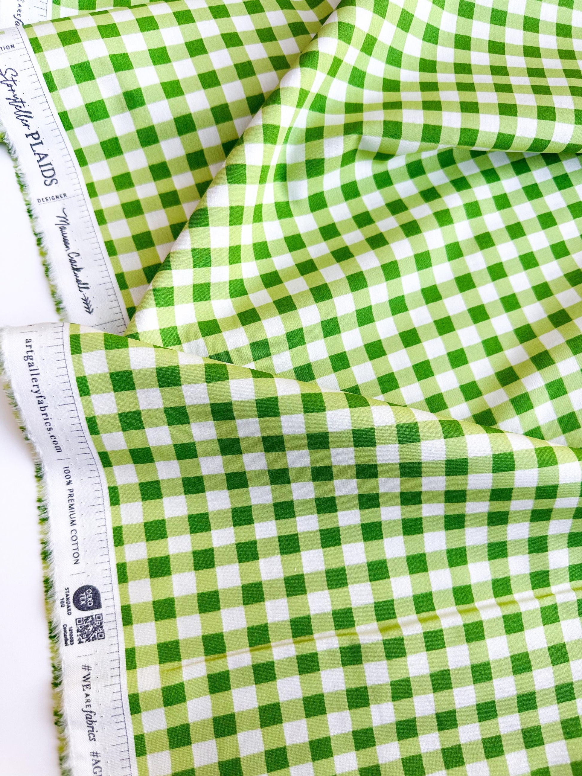 Small Plaid of my Dreams in Fern, by Maureen Cracknell for Art Gallery Fabrics, 100% Premium Cotton Fabric