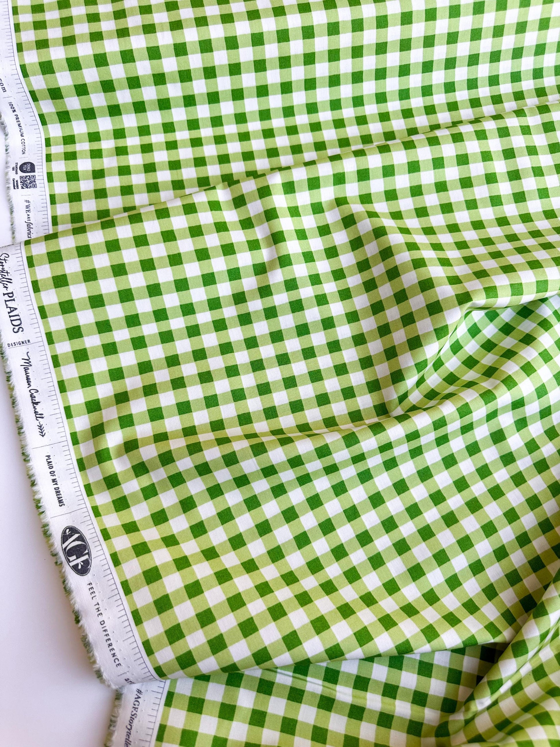 Small Plaid of my Dreams in Fern, by Maureen Cracknell for Art Gallery Fabrics, 100% Premium Cotton Fabric