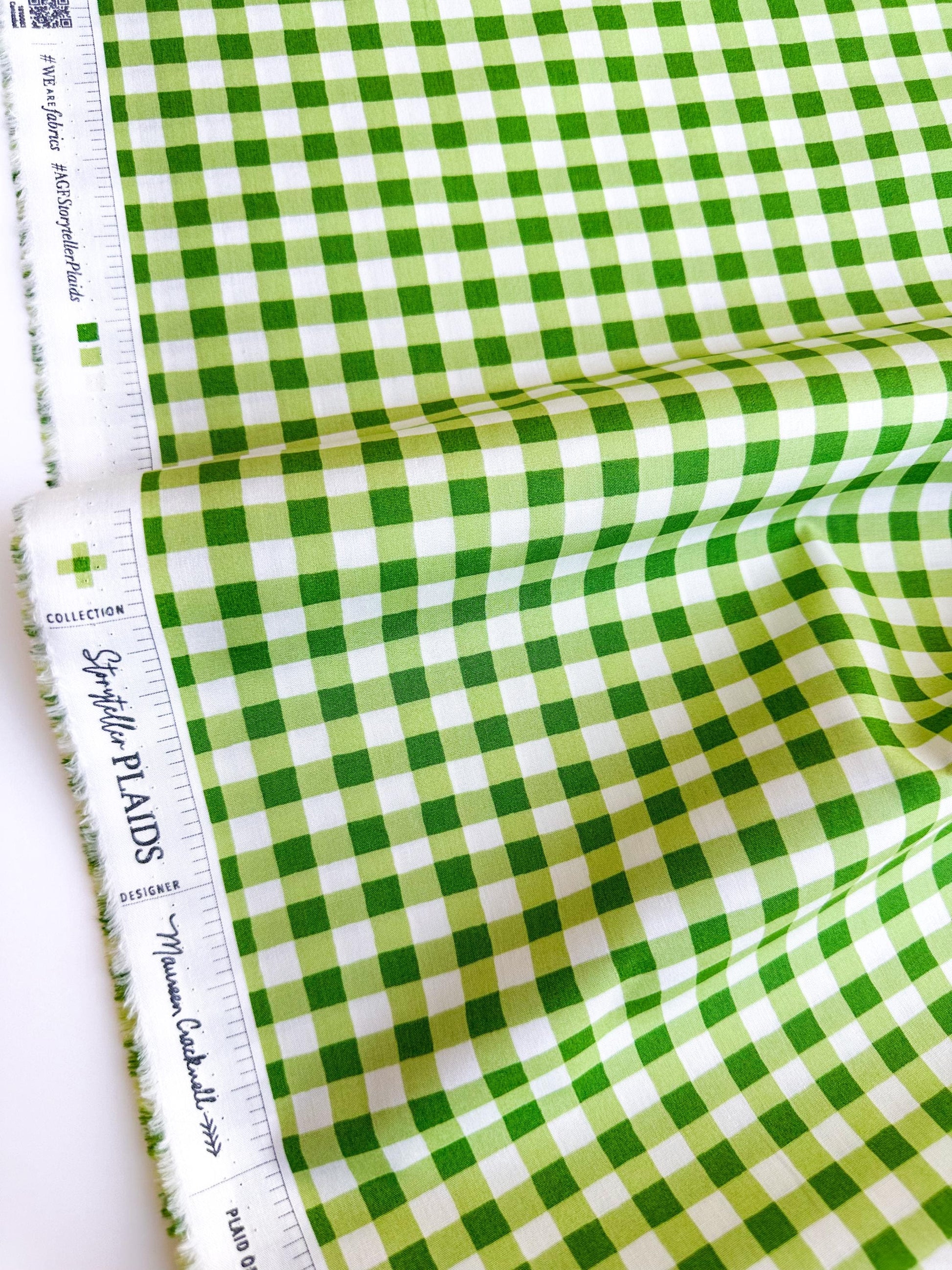 Small Plaid of my Dreams in Fern, by Maureen Cracknell for Art Gallery Fabrics, 100% Premium Cotton Fabric