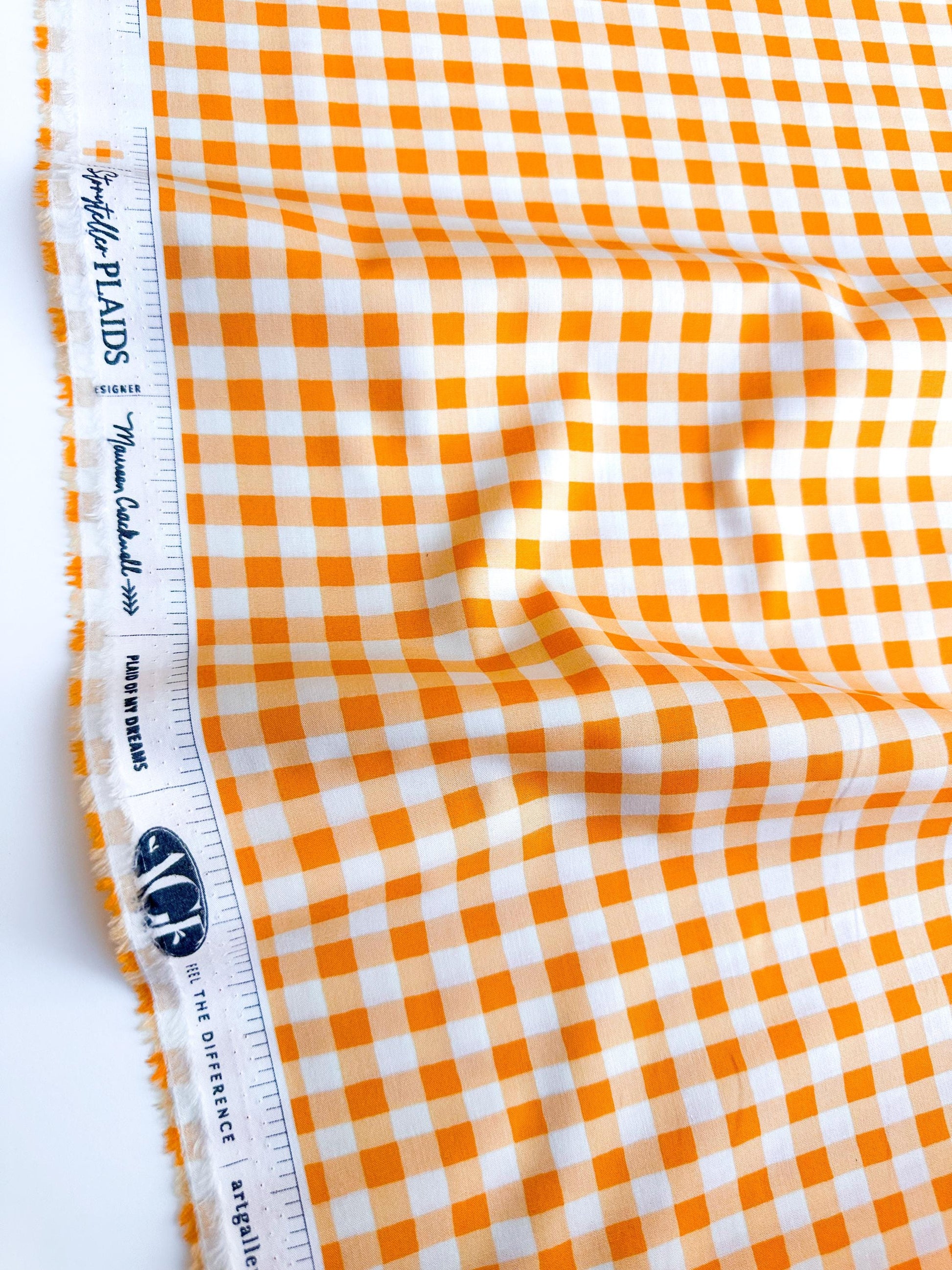 Small Plaid of my Dreams in Marigold, by Maureen Cracknell for Art Gallery Fabrics, 100% Premium Cotton Fabric
