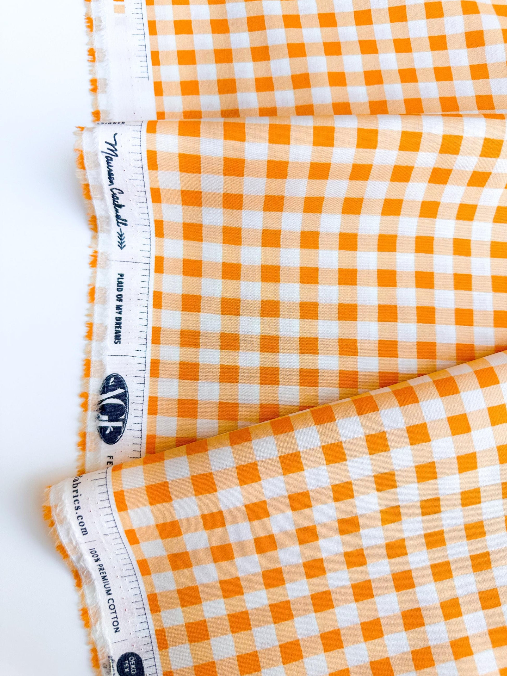 Small Plaid of my Dreams in Marigold, by Maureen Cracknell for Art Gallery Fabrics, 100% Premium Cotton Fabric