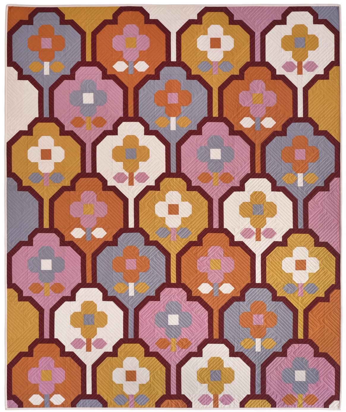 Wallflower Quilt Pattern by Pen + Paper Patterns | Modern Floral Quilt | Printed Pattern | Little Fawn Fabric