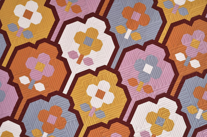Wallflower Quilt Pattern by Pen + Paper Patterns | Modern Floral Quilt | Printed Pattern | Little Fawn Fabric