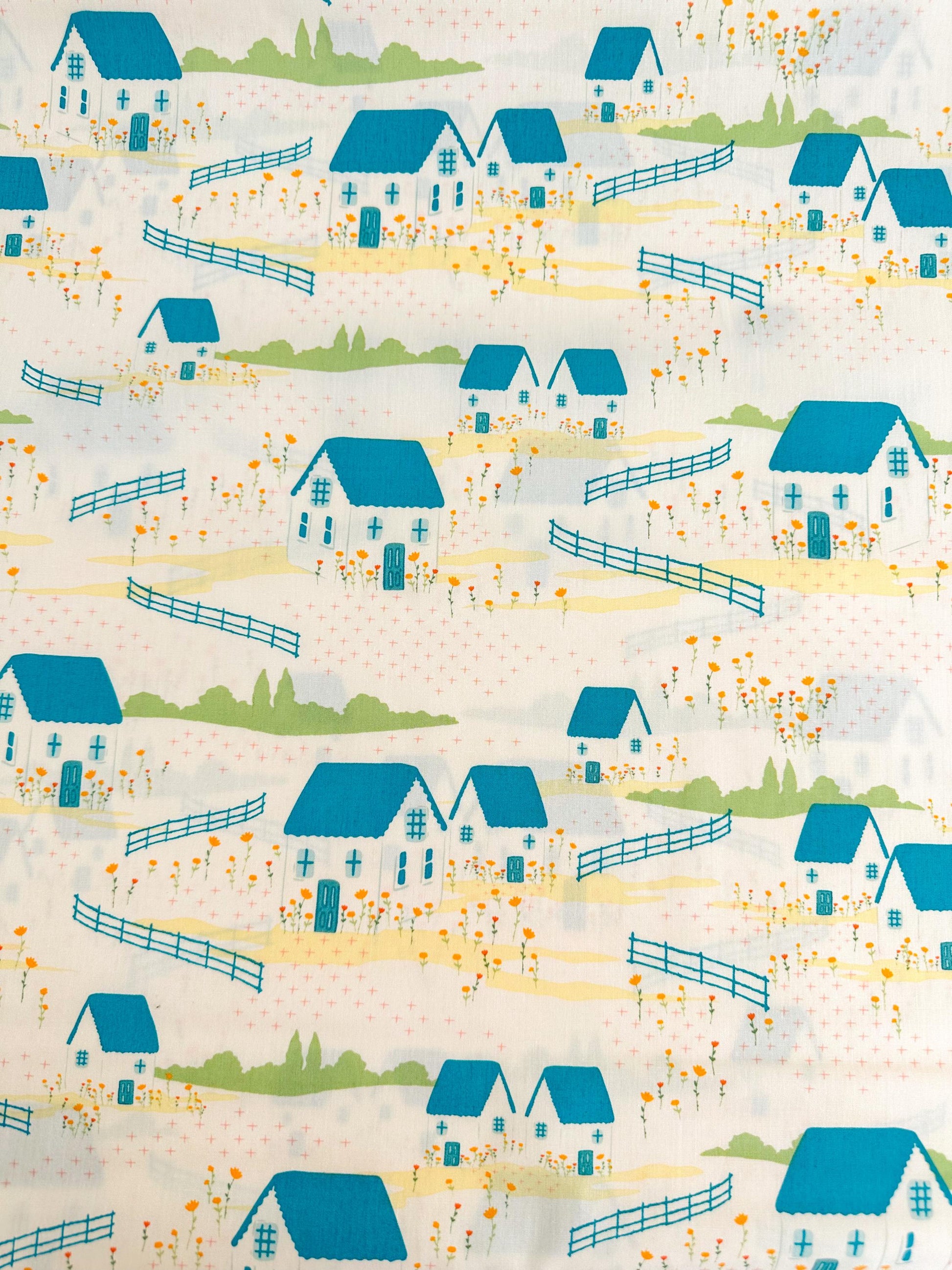 Folkhouse in Dream, by Maureen Cracknell for AGF, 100% Premium Cotton Fabric