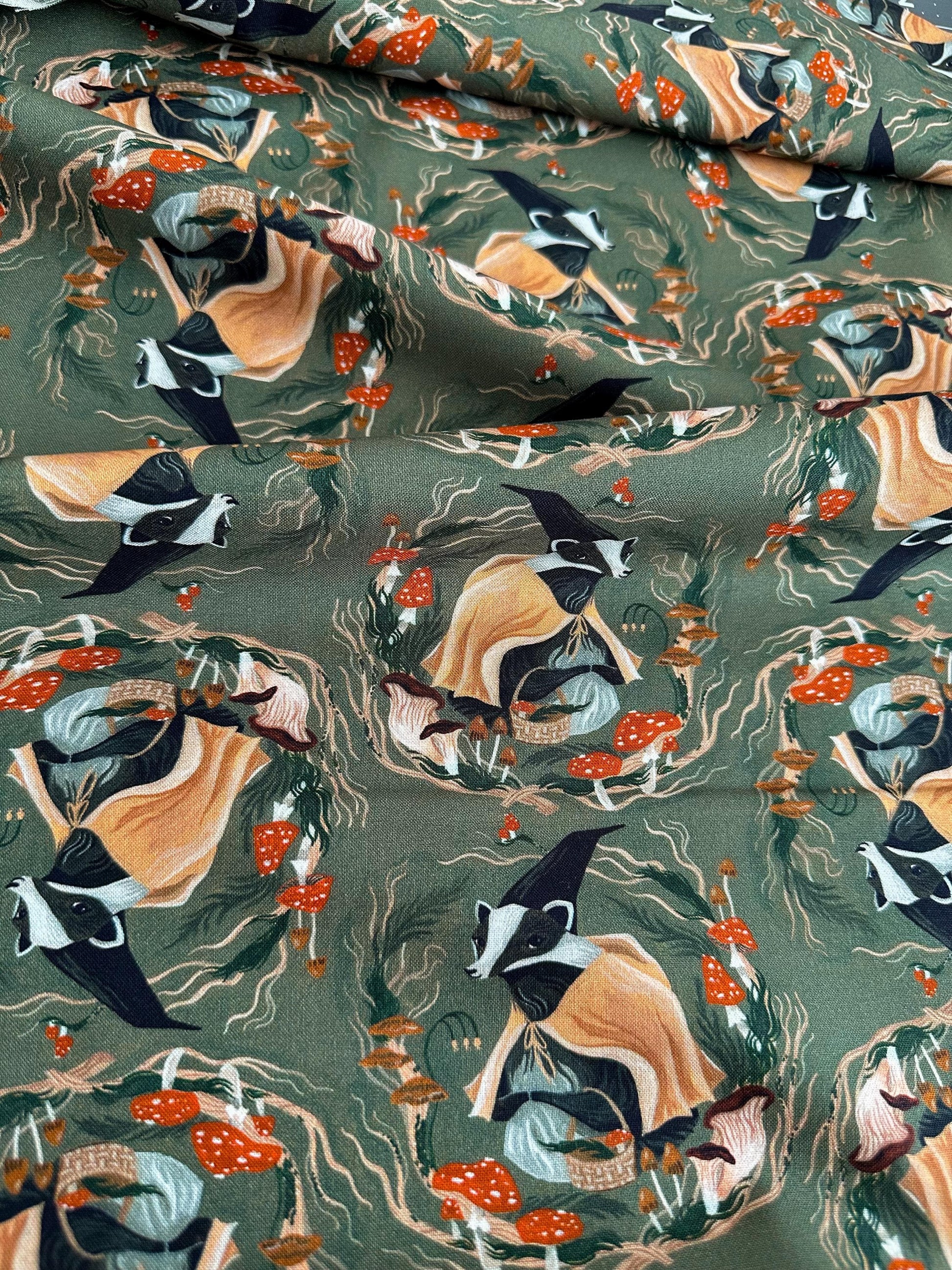 Don't Badger Me Fabric - By Dear Stella - Forager Collection - Cotton By The Yard - Animal Print