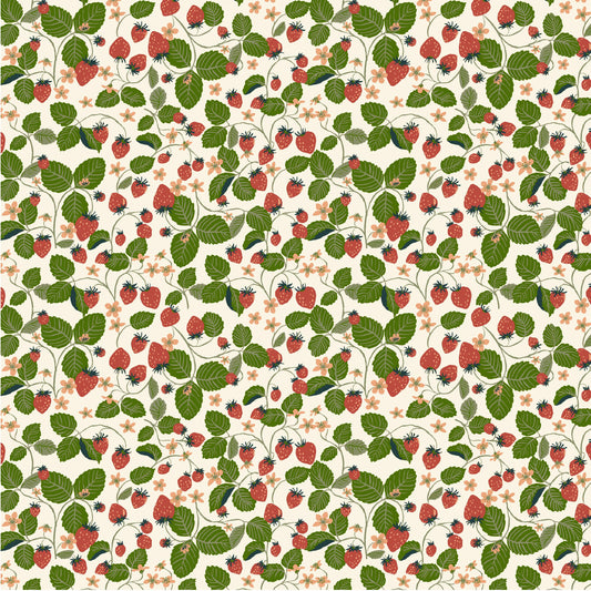 Strawberry Fields Fabric by the Yard 100% Cotton Oeko-Tex Certified Windham Fabrics Under the Canopy Collection by Jennifer Moore/Monaluna