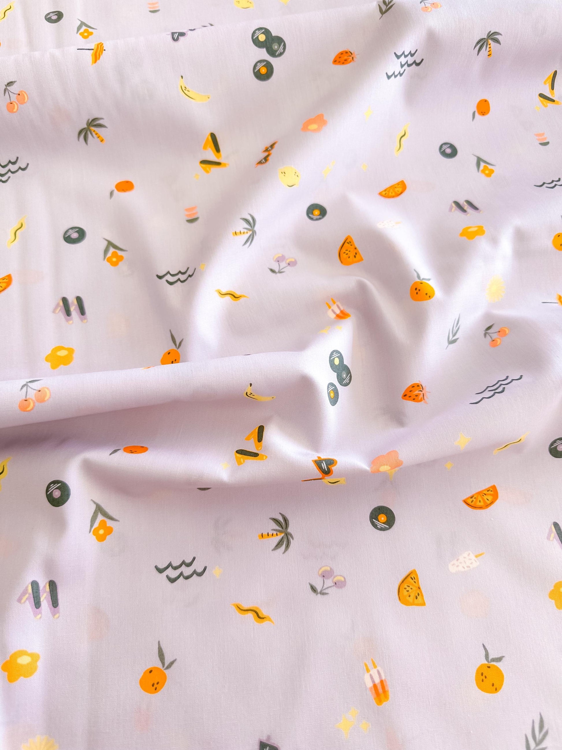Premium Cotton Fabric by Yard - Tangerine Collection Retro-Summer_500px, AGF Studio Quilt & Craft Material
