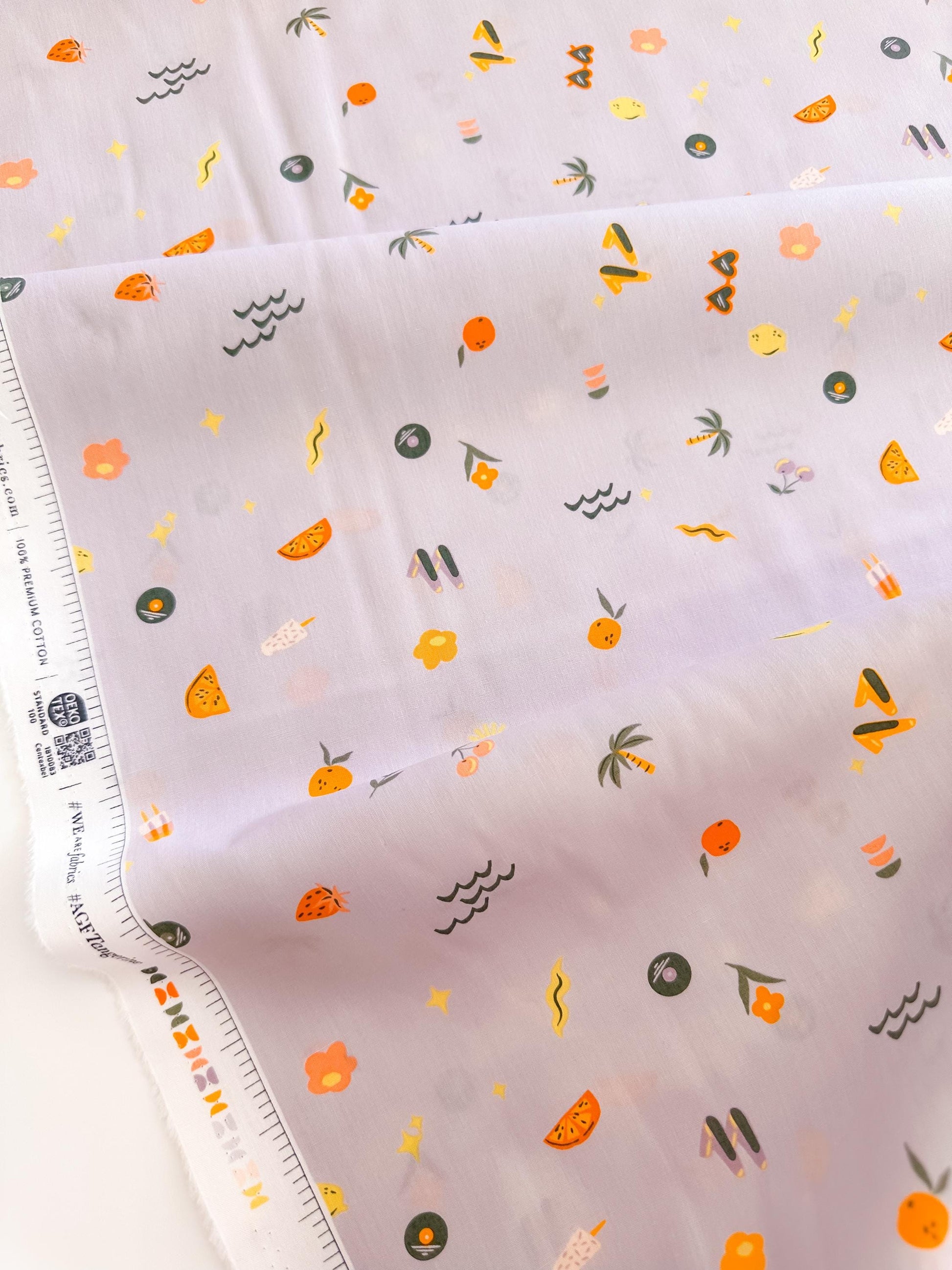Premium Cotton Fabric by Yard - Tangerine Collection Retro-Summer_500px, AGF Studio Quilt & Craft Material