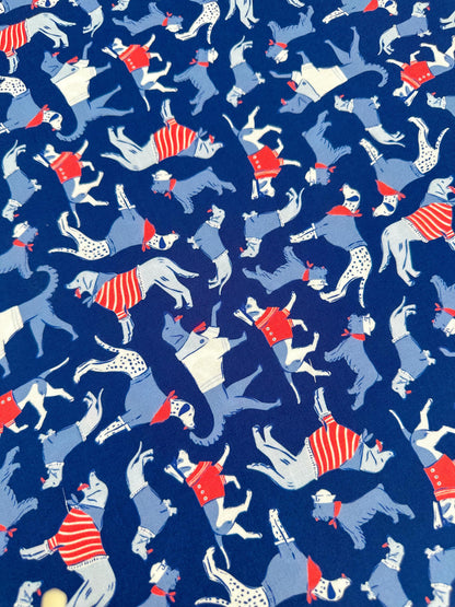 Sun's Out Tongues Out, Fabric by the Yard, 100% Organic Cotton, By Cloud9 Fabrics, STARS, STRIPES & SUN Collection, Dog Print