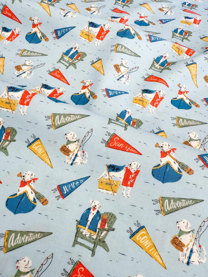 Lake Loving Labs, Fabric by the Yard, 100% Organic Cotton, By Cloud9 Fabrics, CAMP CANINE Collection, Dog Print