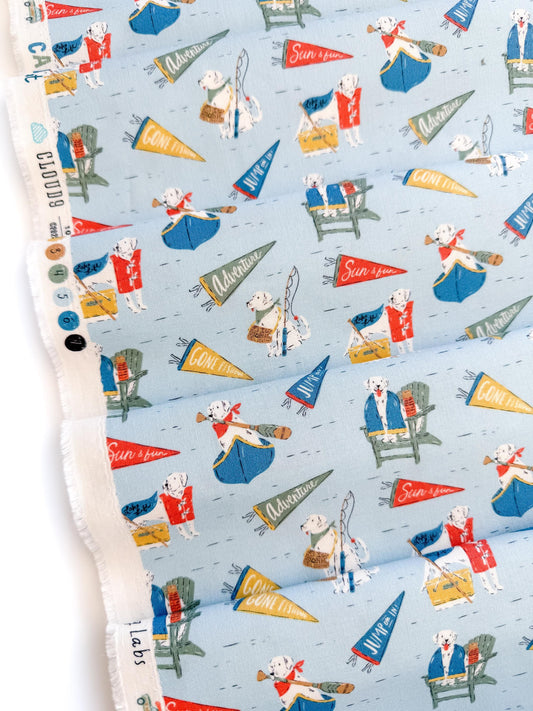 Lake Loving Labs, Fabric by the Yard, 100% Organic Cotton, By Cloud9 Fabrics, CAMP CANINE Collection, Dog Print