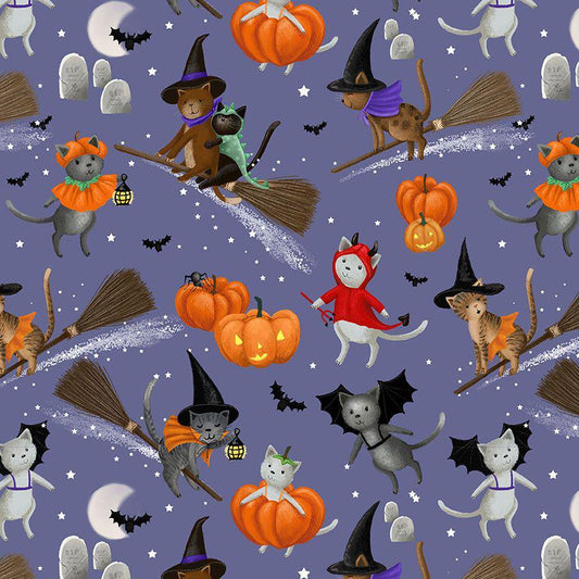 Purranormal Fabric - By Dear Stella - Purranormal Collection - Cotton By The Yard - Halloween Cat Pattern