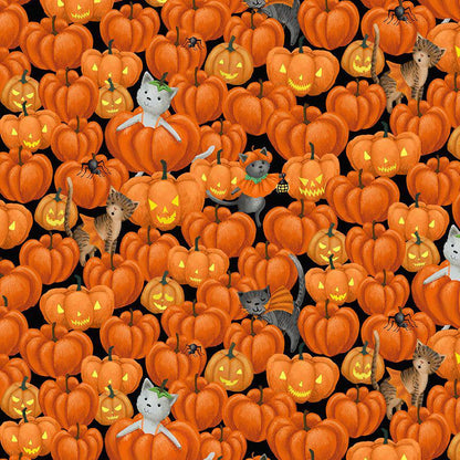 Freak Meowt Fabric - By Dear Stella - Purranormal Collection - Cotton By The Yard - Halloween Cat Pattern